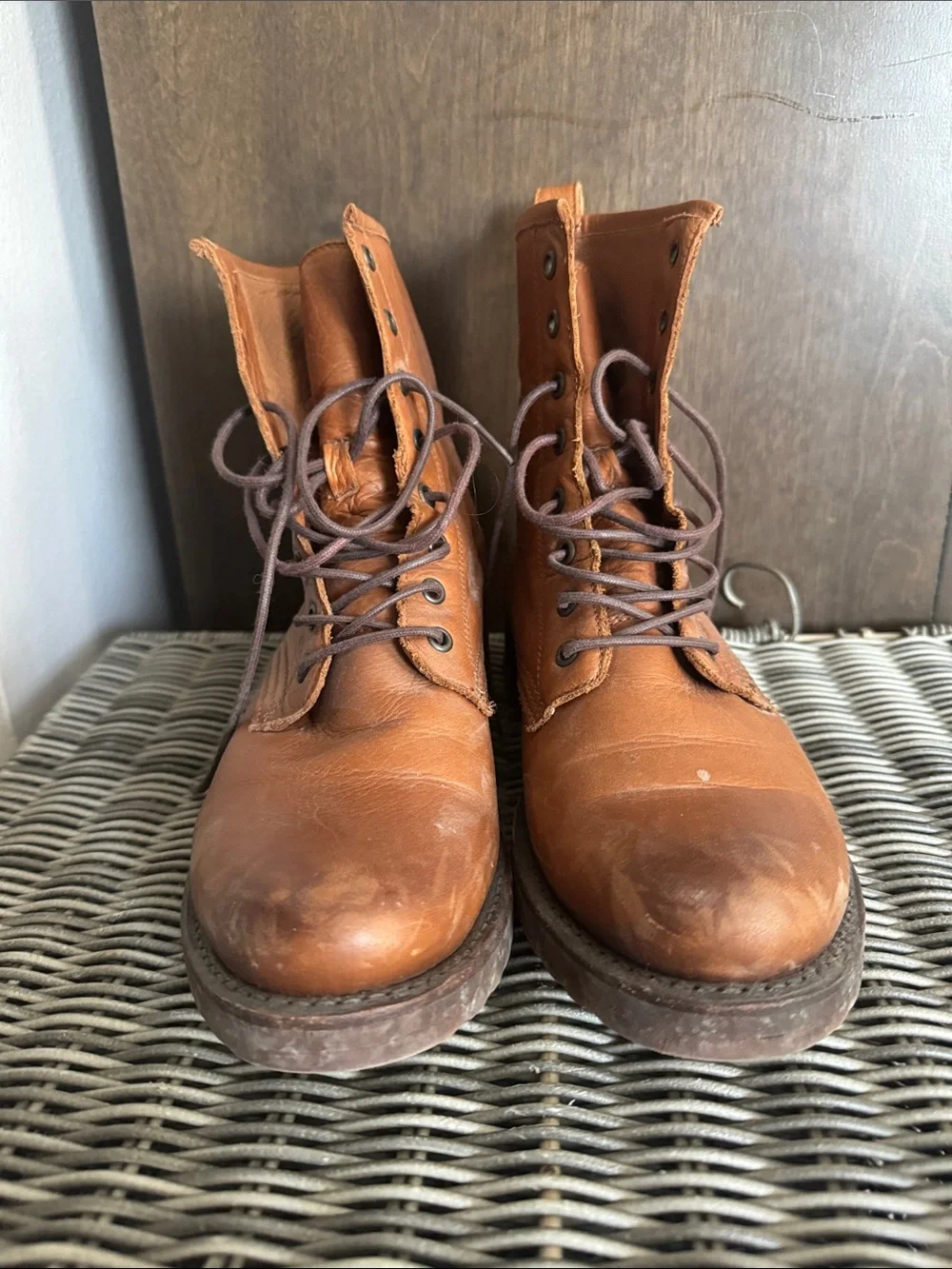 Women’s Frye Tan Leather Lace-Up Boots